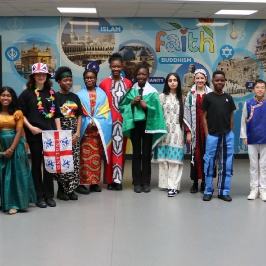 students in their cultural dress at school